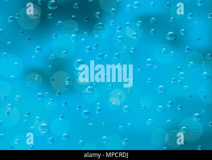 Vector illustration of blue glass with transparent drops of water after rain Stock Vector