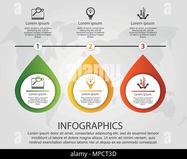 Modern vector illustration 3d. Timeline infographics template with three elements, steps. Contains icons and text. Designed for business, presentation Stock Vector