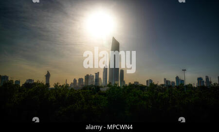 Cityscape of the Kuwait city under the sun in Kuwait Stock Photo