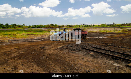 Asphalt mining in the Pitch Lake - 10 May 2013 La Brea in Trinidad and Tobago Stock Photo