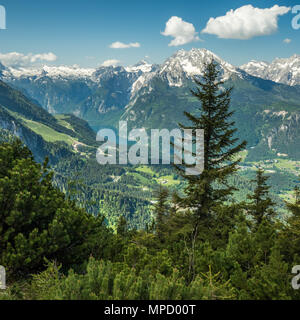 View from Kehlsteinhaus aka 'Eagles Nest' (Used by Hitler during WW2) on the summit of the Kehlstein near Berchtesgaden, Germany. Stock Photo