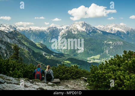 View from Kehlsteinhaus aka 'Eagles Nest' (Used by Hitler during WW2) on the summit of the Kehlstein near Berchtesgaden, Germany. Stock Photo