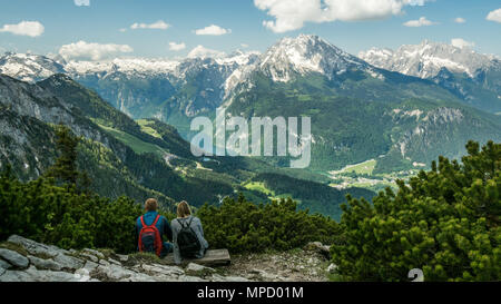 View from Kehlsteinhaus aka 'Eagles Nest' (Used by Hitler during WW2) on the summit of the Kehlstein near Berchtesgaden, Germany. Stock Photo