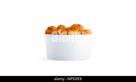 Download Blank white food bucket with chicken wings mockup isolated ...