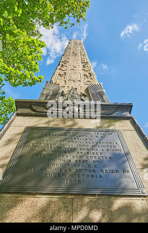 Cleopatra's Needle on Victoria Embankment in London against a blue sky Stock Photo