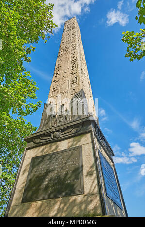 Cleopatra's Needle on Victoria Embankment in London against a blue sky Stock Photo