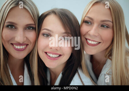 closeup portrait of three nurses. Stock Photo