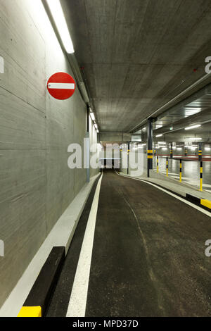 new underground parking, prohibition signal Stock Photo