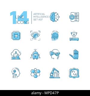 Artificial intelligence - set of line design style icons Stock Vector
