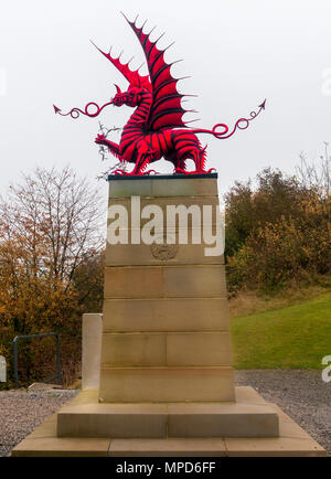 Mametz Wood, The Somme, France - The Dragon Memorial to The Welsh 38th Divison who attacked the wood during the battle of The Somme in July 1916 Stock Photo