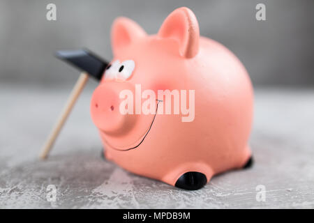 Piggy bank on grey background Stock Photo