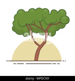 Green tree icon vector. Line color nature symbol isolated Stock Vector