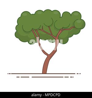 Green tree icon vector. Line color nature symbol isolated Stock Vector