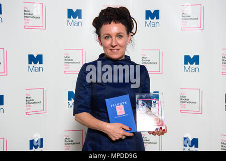 Polish author Olga Tokarczuk pictured after winning the Man Booker International prize 2018, for her book Flights, at the Victoria and Albert Museum in London. PRESS ASSOCIATION Photo. Picture date: Tuesday May 22nd, 2018. Photo credit should read: Matt Crossick/PA Wire. Stock Photo
