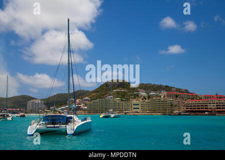 Simpson Bay in Sint Maarten, Netherlands side in the Caribbean Island Stock Photo