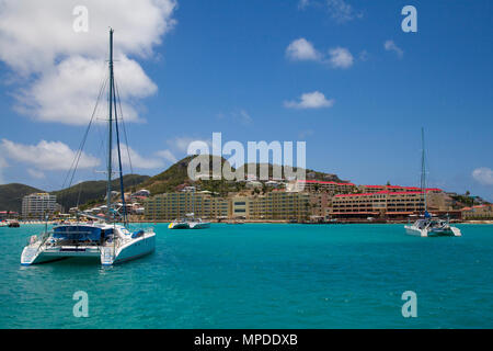 Simpson Bay in Sint Maarten, Netherlands side in the Caribbean Island Stock Photo