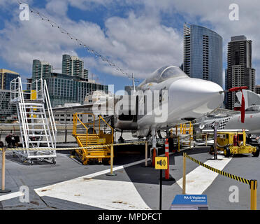 RA-5 Vigilante reconnaissance jet airplane on the flight deck of the USS Midway Museum, San Diego, California Stock Photo