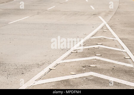 road detail, highway background - white lines on asphalt road Stock Photo