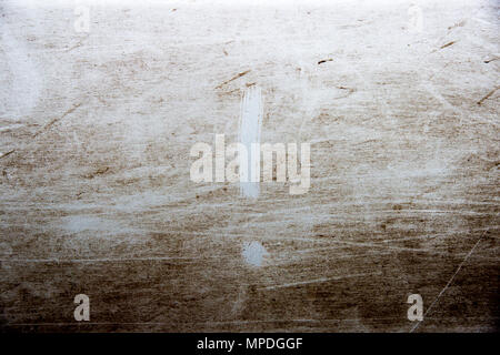 exclamation point is drawn on scratched dirty background Stock Photo