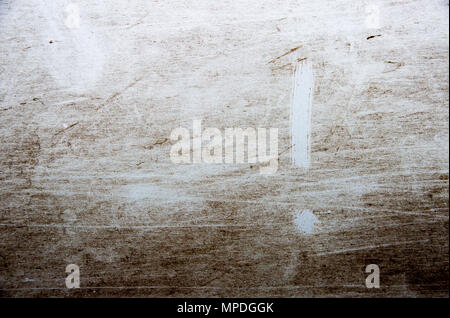 exclamation point is drawn on scratched dirty background Stock Photo