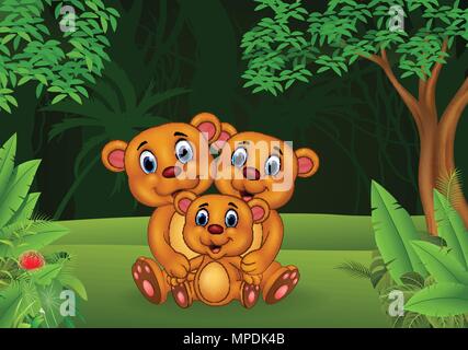 Bear And Cub In The Jungle Illustration Stock Vector Image & Art - Alamy