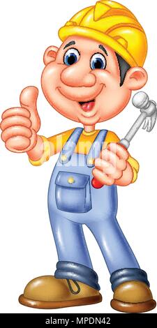 Cartoon Construction worker repairman Stock Vector