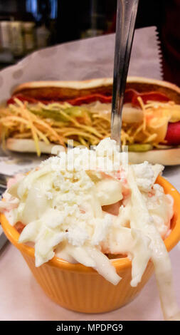 Coleslaw Salad with Hot Dog Backround at the restaurant Stock Photo