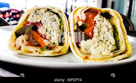 Chicken wrap sandwich /Circassian  Cherkes or cerkez tavugu. fast food Stock Photo