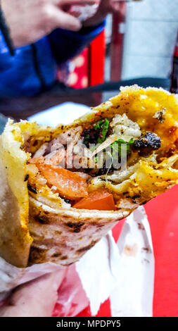 Turkish Durum kebab at restaurant. fast food Stock Photo