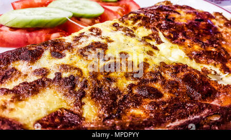 Turkish Fried Omelette with melted cheese. / Omlet. Turkish Breakfast Stock Photo