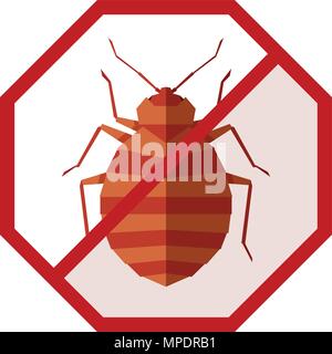 Flat geometric sign with bedbug Stock Vector
