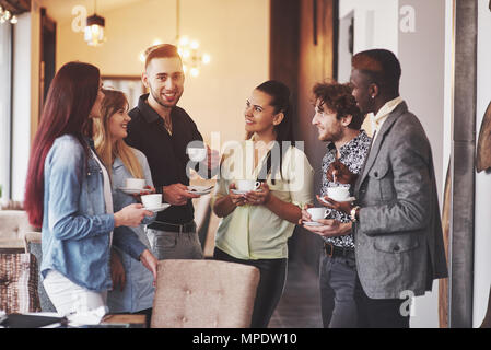 Coffee Break Business Cafe Celebration Event Party. Teamwork Brainstorming Concept Stock Photo