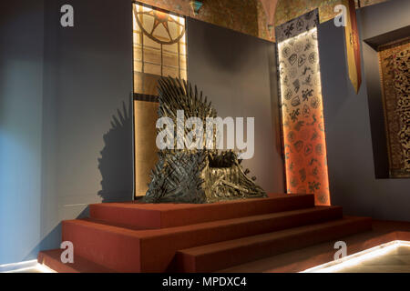 An Iron Throne prop used in the first series of Game of Thrones on display on the island of Lokrum, Dubrovnik, Croatia. Stock Photo