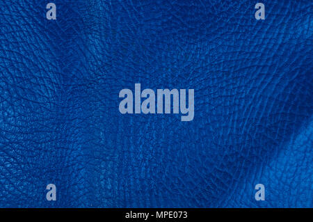 blue natural leather texture background, closeup, macro Stock Photo