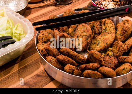 Chickpeas Falafel in tray at kitchen (organic food) Stock Photo