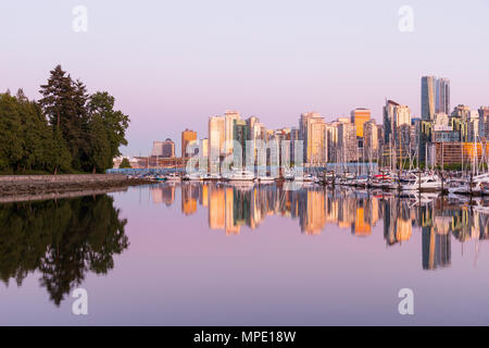 View across Coal harbour from Stanley Park, Vancouver, British Columbia, Canada Stock Photo