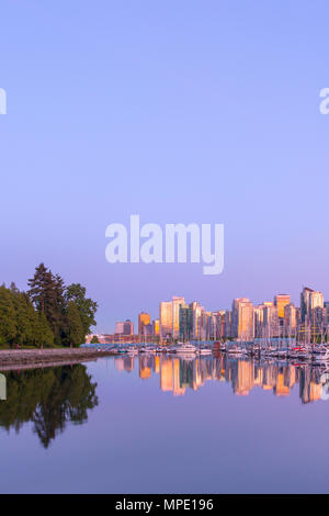 View across Coal Harbour from Stanley Park, Vancouver, British Columbia, Canada Stock Photo