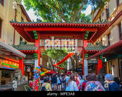 Sydney, Australia - Jan. 27, 2018: Entrance to Chinese business district, Darling Harbour, Sydney, Australia. Stock Photo