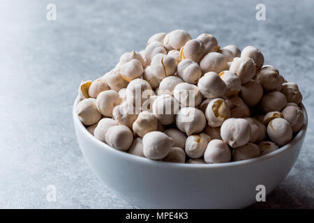 White Roasted Chickpeas in Bowl. Garbanzo or Ceci Bean. Organic Food. Stock Photo