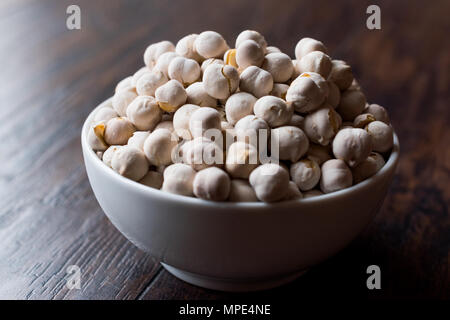 White Roasted Chickpeas in Bowl. Garbanzo or Ceci Bean. Organic Food. Stock Photo