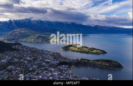 aerial view of Queenstown in daytime, new zealand