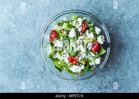 Homemade Fresh Salad with Turkish Cokelek / Cottage Cheese. Organic Food. Stock Photo