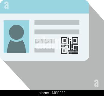 Flat Identification card and qr code with isolated white background vector. Stock Vector