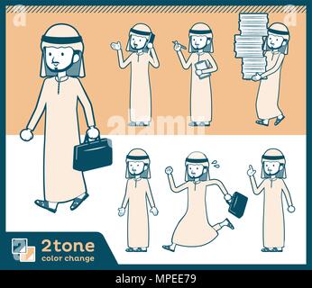 2tone type Arab men set 02 Stock Vector