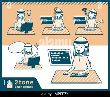 2tone type Arab men set 04 Stock Vector