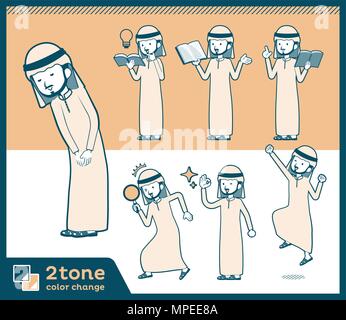 2tone type Arab men set 05 Stock Vector