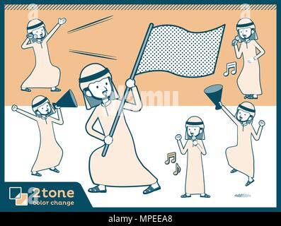 2tone type Arab men set 07 Stock Vector
