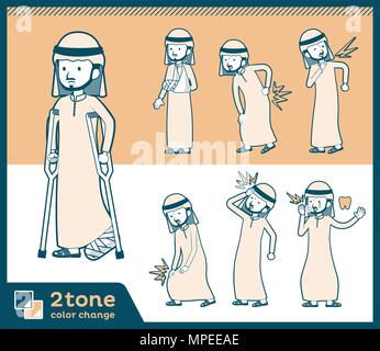 2tone type Arab men set 08 Stock Vector