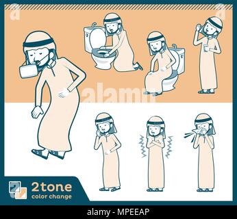 2tone type Arab men set 09 Stock Vector
