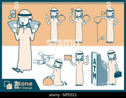2tone type Arab men set 11 Stock Vector